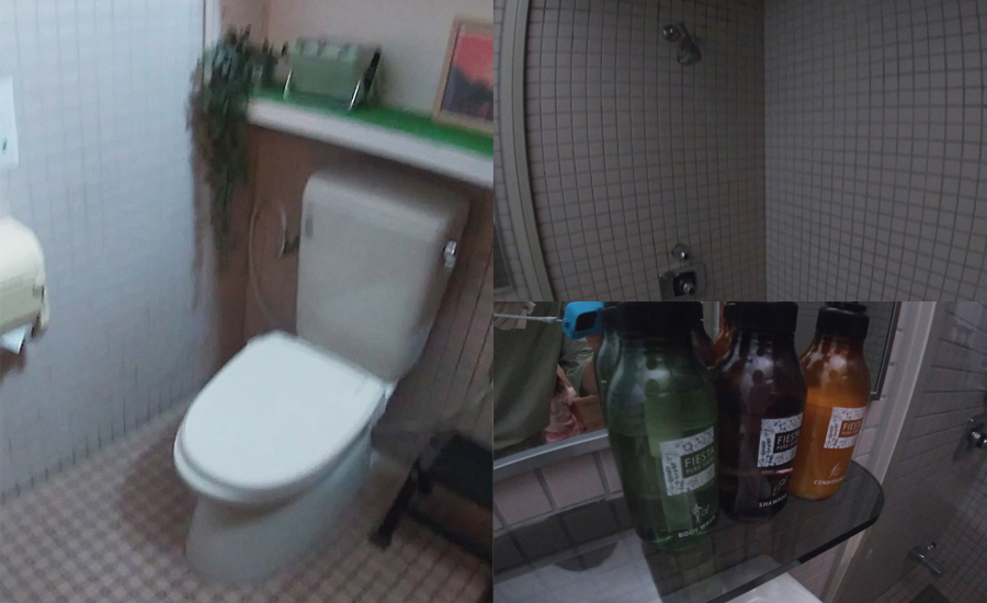 室内はトイレやシャワー室も付いていて、シャンプー、トリートメント、ボディーソープは用意されていました