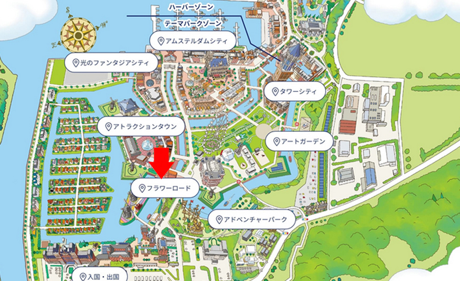 チューリップ祭りは正面ゲートにも近いフラワーロードの中で開催されています