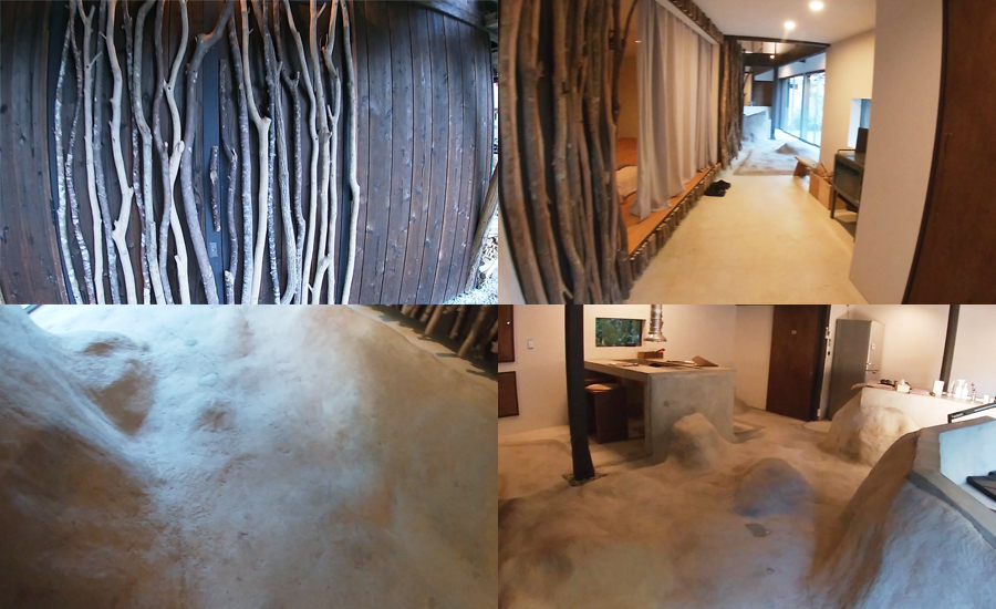 HAZ棟の面白い所はやっぱり、メインスペースの岩のような床と木で囲まれた寝室のデザイン