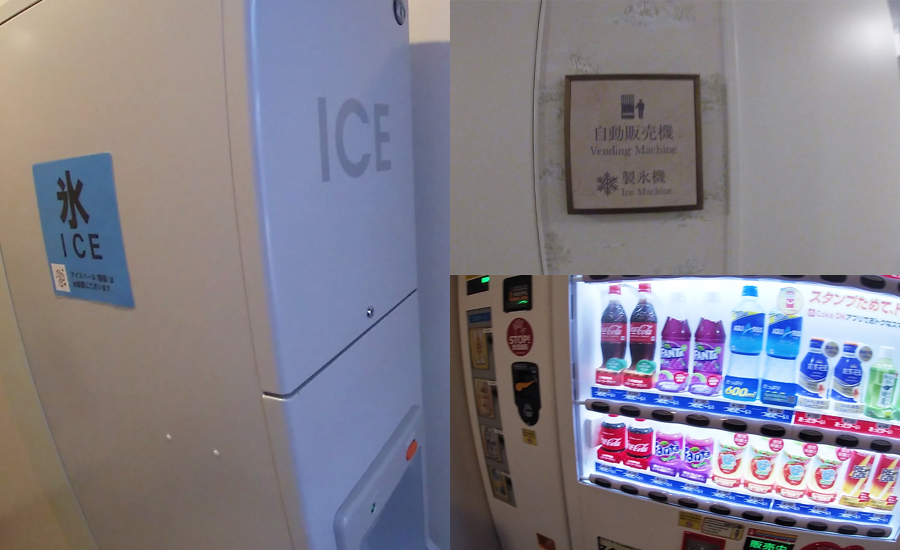 客室フロアの共有スペースに自販機と無料の製氷機があります。