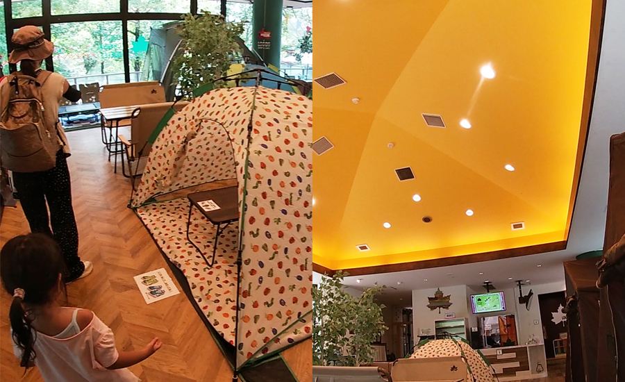 カフェもレストランと同じようにテントがたくさん設置されていて、その中で食べられるようになっていました