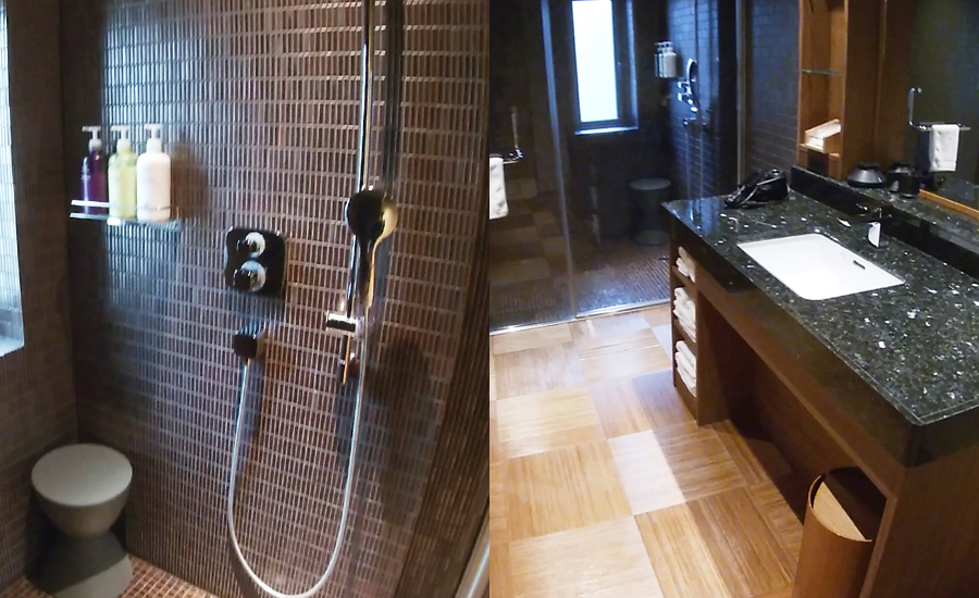 洗面台のあるシャワー室まで