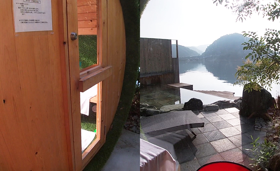 さらに、この温泉には樽型のサウナまでついています