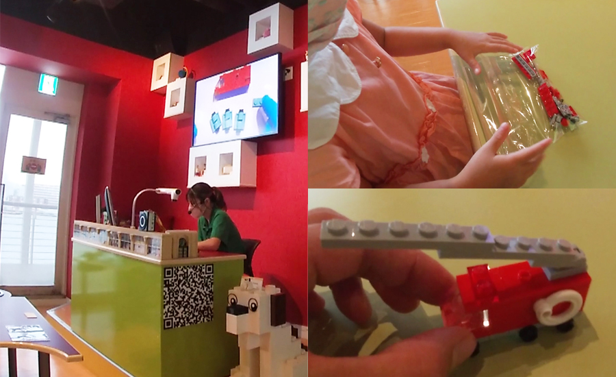 この日は、消防車のキットを500円で購入して一緒に作りました。