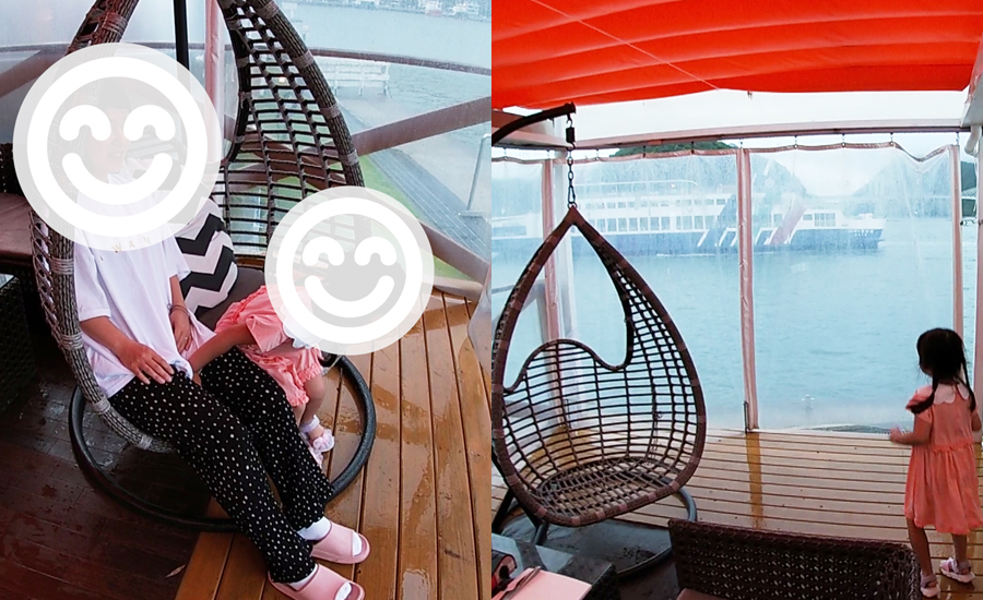 トレーラーハウスは全部で３つあり、それぞれにウッドデッキがついています。