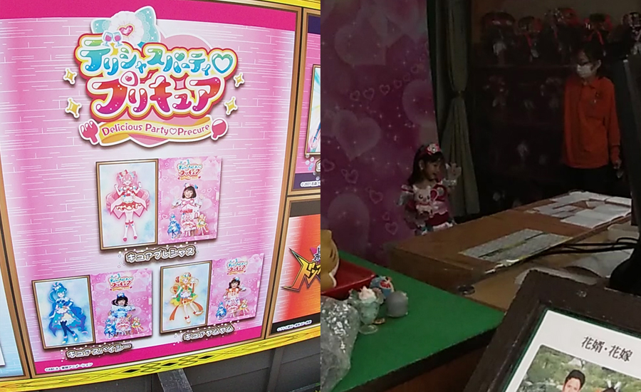 プリキュアのフィギュアを見た後は、実際にプリキュアになって写真を撮ることも出来ます