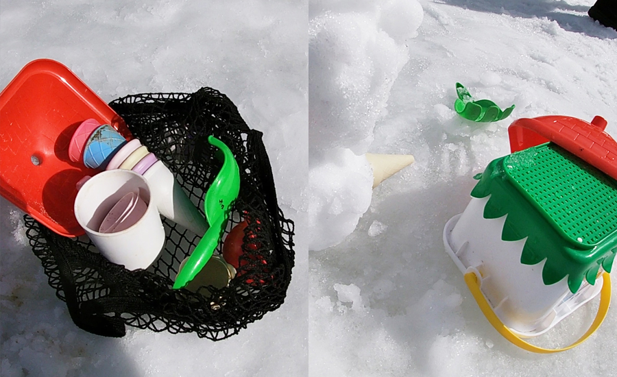 雪遊び広場は手ぶらでは楽しめないので遊び道具は必須です