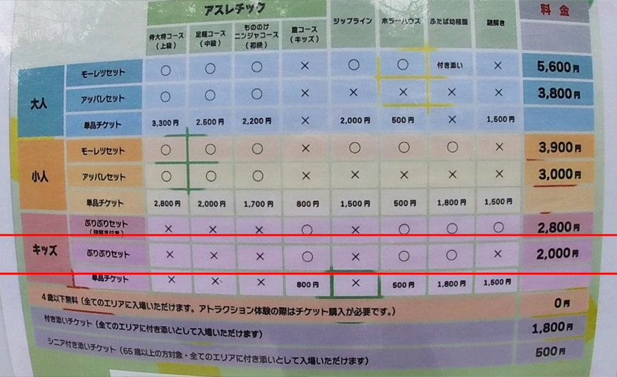 クレヨンしんちゃんの入場料は遊ぶエリアの組み合わせでいろんな料金体制になる感じでした。