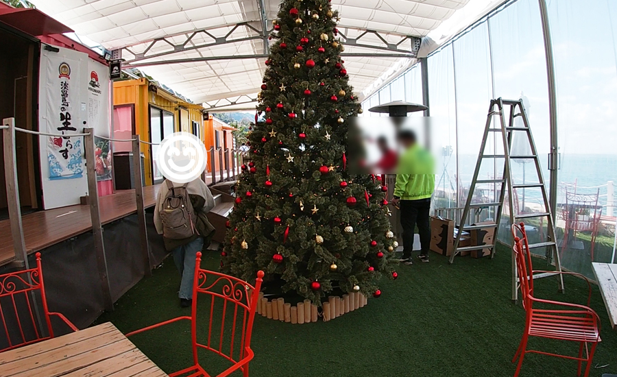 この日は12月だったのでメインテラスには大きなクリスマスツリーも飾られていました