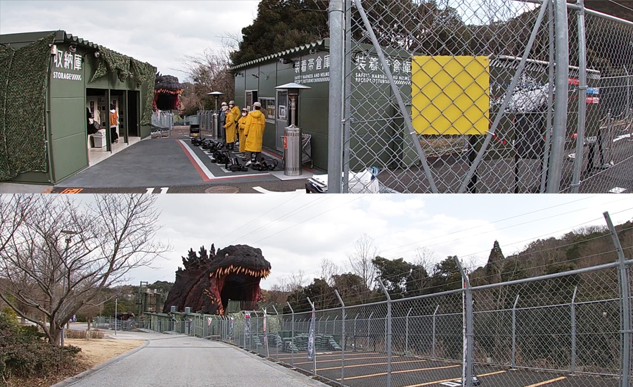 等身大ゴジラもエリアに入場しなくても間近で見れます