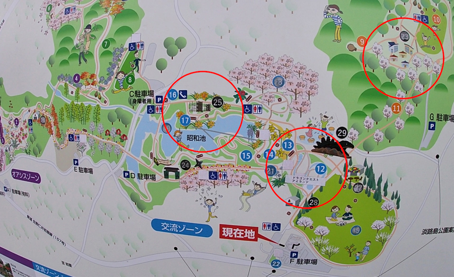 地図の大体この辺にニジゲンノモリのアトラクションが作られています。