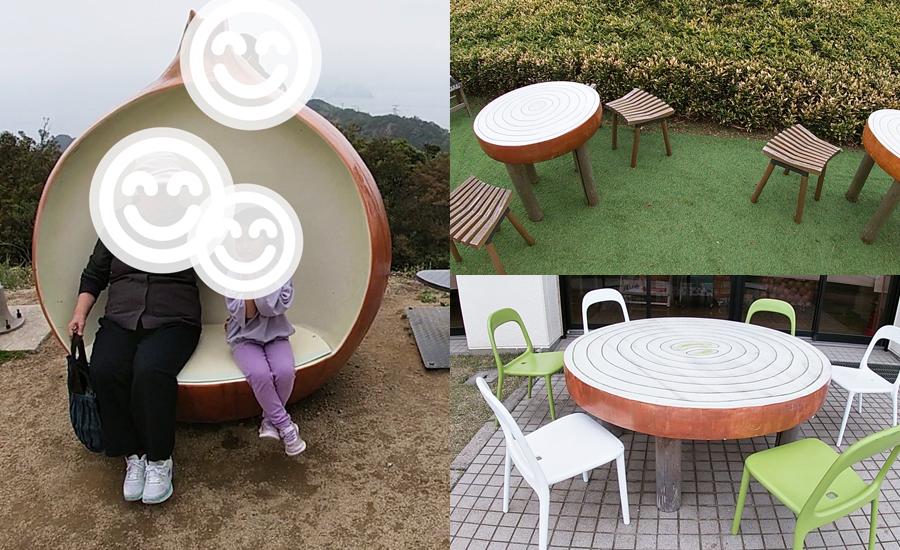 ベンチやテーブルも玉ねぎ