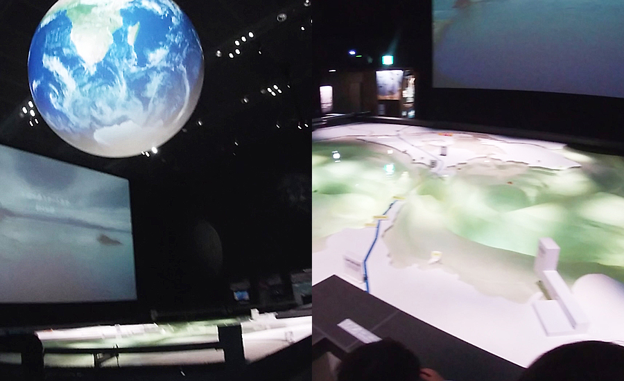 大鳴門橋周辺の縮小模型と映像で上映される「うずネタリウム」