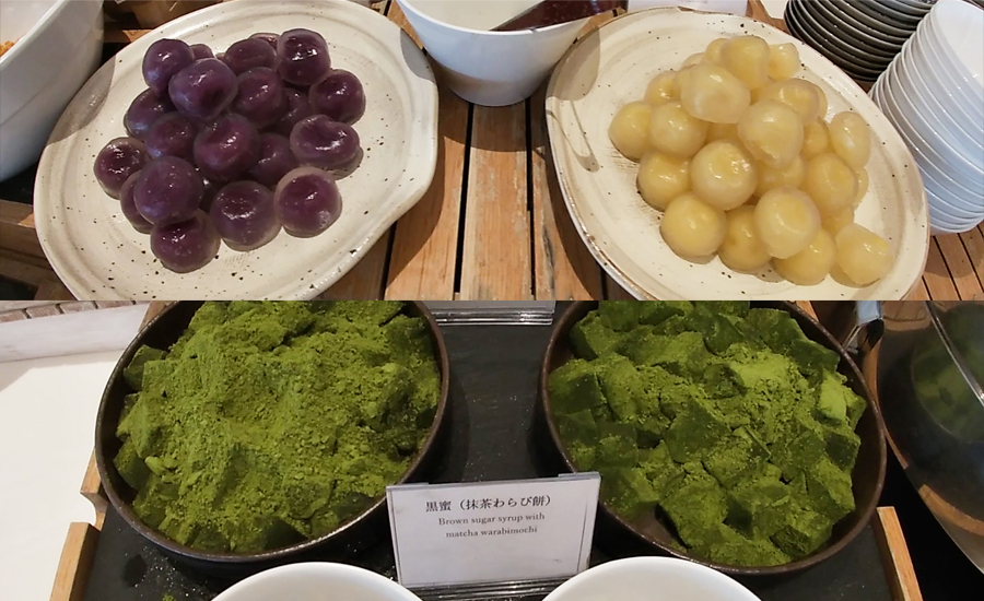 デザートに抹茶わらび餅が食べ放題！